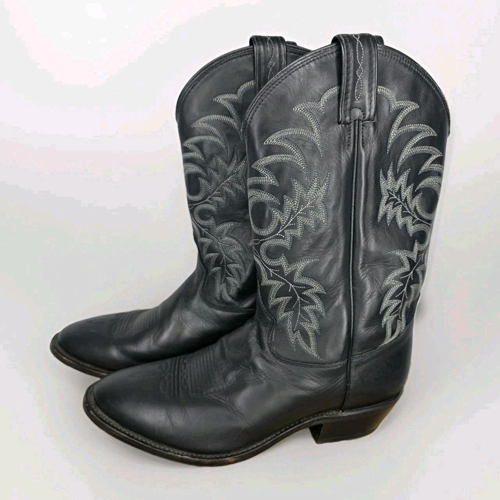 Tony Lama Stallion Americana Western Boot Black Leather Men's 10.5EE Cowboy